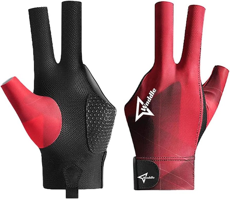Wnddle Pool Glove Left Hand, Billiard Pool Gloves for Left Hand 3 Finger, Snooker Cue Sport Glove Popular Sizes for Men & Women - Image 1